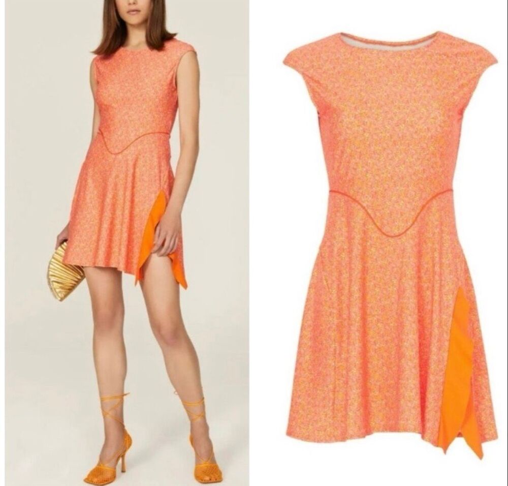 Esteban Cortazar Orange Speckled Tennis Dress Sz XS